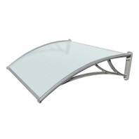 Козырек Krovent, молочный с серебристым кронштейном 1200x930x280 мм