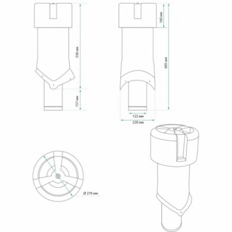 Вентиляция в каркасном доме, выход Krovent Pipe-VT 125is коричневый