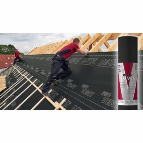 DELTA-NEO VENT PLUS, Универсальная диффузионная мембрана нового поколения для монтажа на утеплитель и сплошной настил, с двумя зонами проклейки