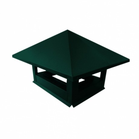 Дымник на трубу стандарт, 520х390 мм., Quarzit Lite 0.5 мм, RAL 6005