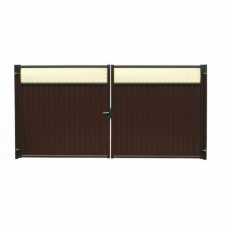 Вороты распашные с калиткой модульные Estet Plus 2.4x3.6m RAL 8017/1014