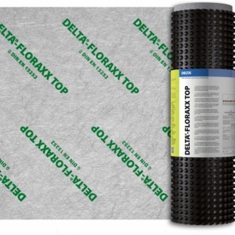 DELTA-FLORAXX TOP, дренажная мембрана высотой 20 мм с перфорацией и геотекстилем для зелёных крыш, рулон 10 х 2.0 метра
