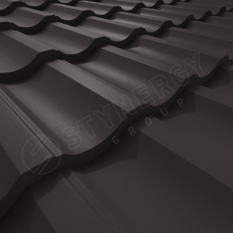 Металлочерепица Stynergy, Garda, Стальной бархат 0.5mm RAL 8017