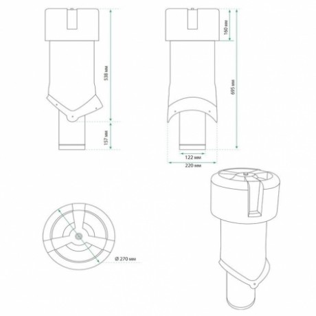 Комплект кровельного выхода вентиляции Krovent Seam 125is, цвет: красный