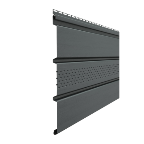 Софит виниловый Docke STANDART Т4 с центральной перфорацией, Графит