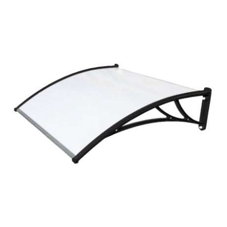 Козырек Krovent, прозрачный с черным кронштейном 1200x930x280 мм