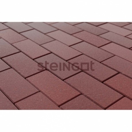 Плитка тротуарная Steingot, прямоугольник, цвет: темно-красный (верхний прокрас, минифаска), 200х100х60 мм