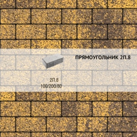Плитка тротуарная Выбор, прямоугольник, листопад гранит, 200x100x80 мм, 2П.8 Янтарь
