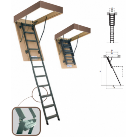Лестница чердачная металлическая Fakro LMS, 60х120х280 мм